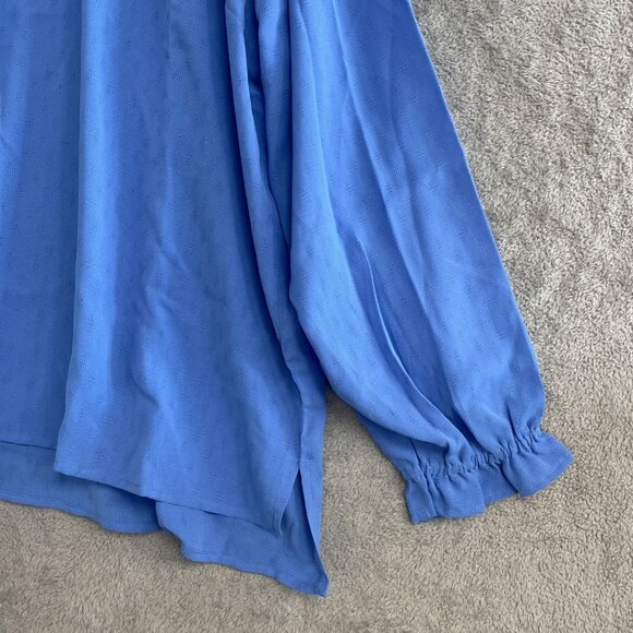 NEW Jessica Simpson XXL Blue Textured Long Sleeve Blouse Chiffon Blouse - Picture 9 of 11